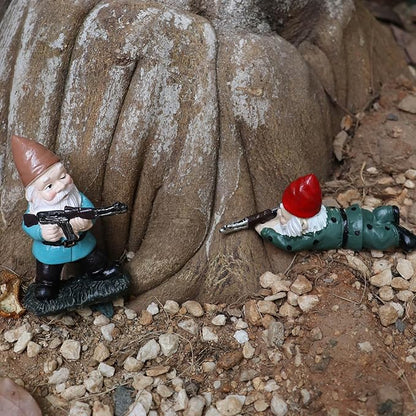 Tirifer Garden Gnome with Gun, Military Gnome Soldiers Garden Gnome, Tactical Statue for Indoor Outdoor, Patio, Yard, Lawn Ornaments, Home Décor
