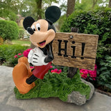 Disney Mickey Mouse Hi Sign Everyday Outdoor Garden Statue, 8 inches Tall, Officially Licensed Disney Product
