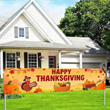 BlissYard Happy Thanksgiving Banner Autumn Pumpkin Outdoor Decoration Thanksgiving Turkey Yard Lawn Porch Hanging Decor 118 x 20 inchs Happy Fall Garden Fence Banner