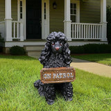 Poodle Garden Statue with Solar Lantern, Realistic Dog Sculpture, Birthday Gift for Women Mom Grandma, Housewarming Gift for New Home, Outdoor Resin Puppy Decor,Black