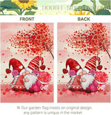 Gnomes Kiss Garden Flag 12 x 18 Inch Double Sided Valentine's Day Red Hearts Burlap Yard Flags Holiday Love Kiss Small Outdoor Flag Garden Decoration