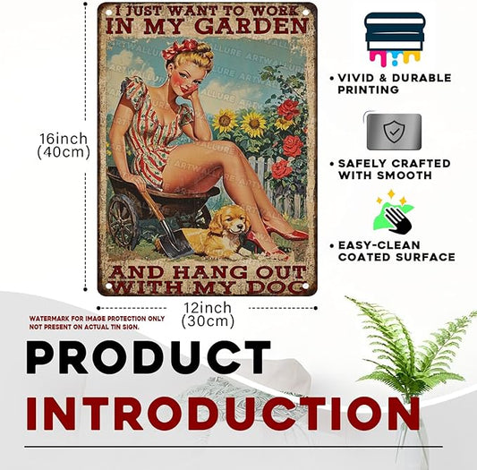 ARTWALLURE Gardening Decor Garden Sign for Yard Backyard Art Plaque Oasis Metal Sign Vintage Decor Garden Iron Painting for Greenhouse Patio Decoration 12x16inch