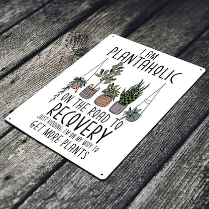 I'm A Plantaholic On The Road To Recovery Just Kidding I'm On My Way To Get More Plants 12 X 8 Inch Metal Sign Waterproof Sunflower Garden Indoor Outdoor Patio Yard Wall Décor MS026