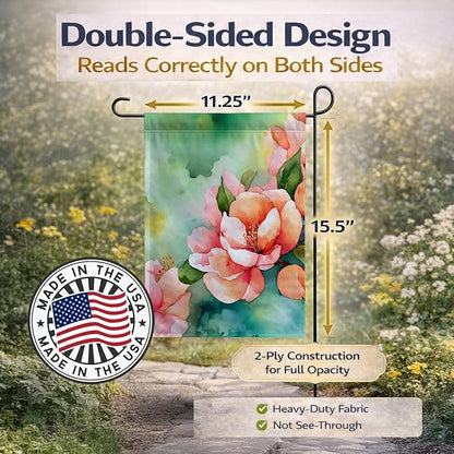 Caroline's Treasures Delaware Peach Blossom in Watercolor Garden Flag Mailbox Flag Decorative Yard Flag Banner Outside Patio Artwork Yard Flower Beds, Garden Size, Multicolor