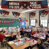Chumia 5 Pcs 250th Anniversary Decorations Include 1776-2026 Patriotic Outdoor Hanging Bunting Fan Banners American Flag Fence Banner Fourth of July Independence Day Porch Yard Garden Decor