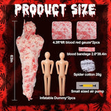 2 Sets Halloween Hanging Cocoon Corpse, 64'' Bloody Inflatable Cocoon Outdoor Decoration Set with Bandage, Scary Dead Body Prop Decor for Outdoor Halloween Party House Yard (Red)