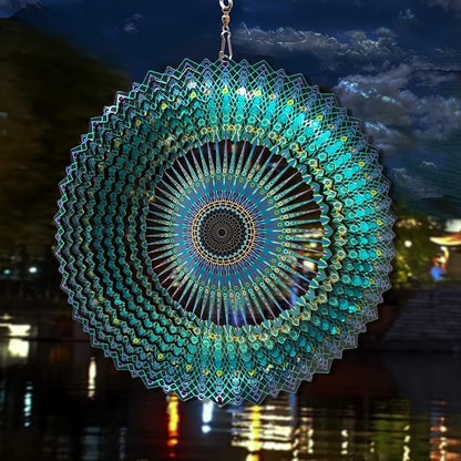 FONMY Wind Spinner Mandala Starry Sky 12 inch 3D Stainless Steel Laser Cut Metal Art Geometric Pattern - Hanging Wind Spinner, Kinetic Yard Art Decorations - Indoor/Outdoor Décor