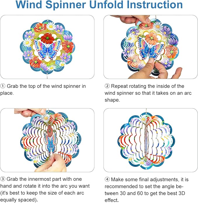 Butterfly Wind Chimes for Outside, 3D Wind Chimes with Wind Spinner, Outdoors Hanging Decor for Garden, Patio and Balcony, Gifts for Men, Women, Mom, Lovers