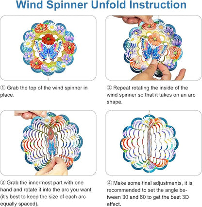 Butterfly Wind Chimes for Outside, 3D Wind Chimes with Wind Spinner, Outdoors Hanging Decor for Garden, Patio and Balcony, Gifts for Men, Women, Mom, Lovers