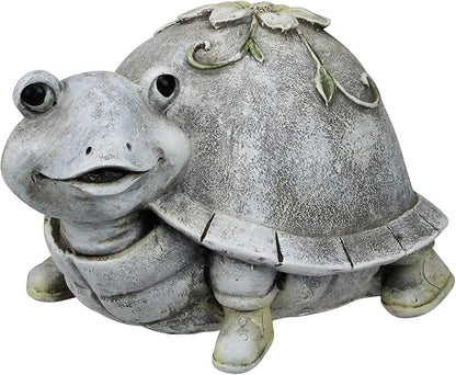 Roman 5.5" Gray and White Outdoor Turtle in Rain Boots Garden Statue