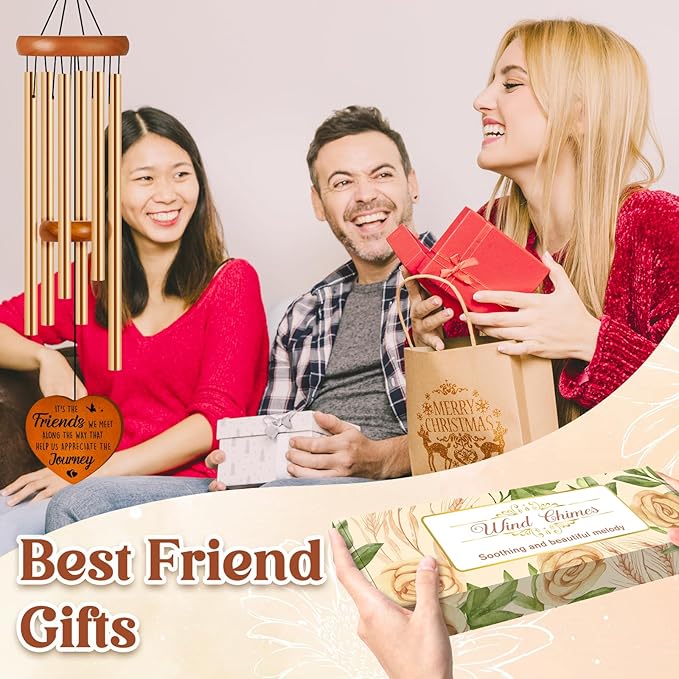 Best Friends Wind Chime, Friendship Birthday Gifts for Women, Besties Female BFF, Graduation, Long Distance, Going Away Gift for Best Friends Women - Bestfriend Forever Garden Decoration