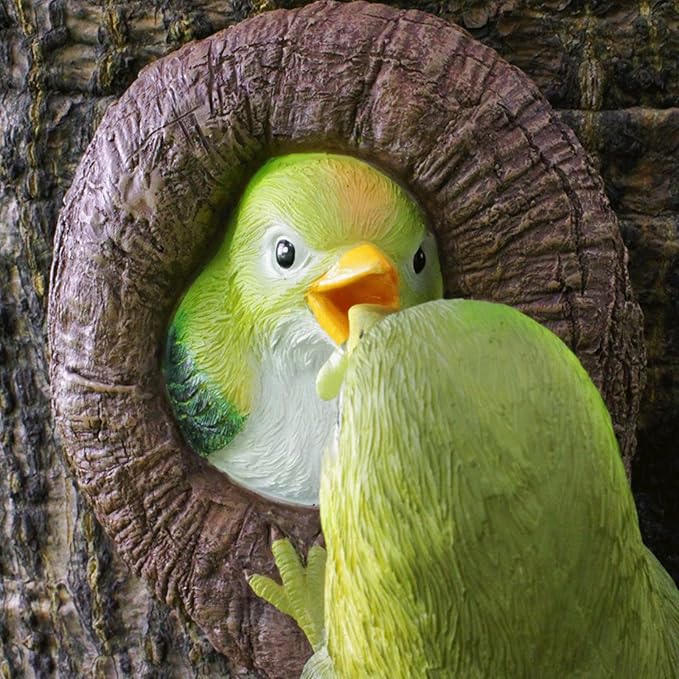 Garden Statues Resin Bird Figurines Art Sculpture, Hanging Garden Statue Tree Peeker Ornament for Patio Lawn Porch Yard Outdoor Decorations Yard Ornaments Decor