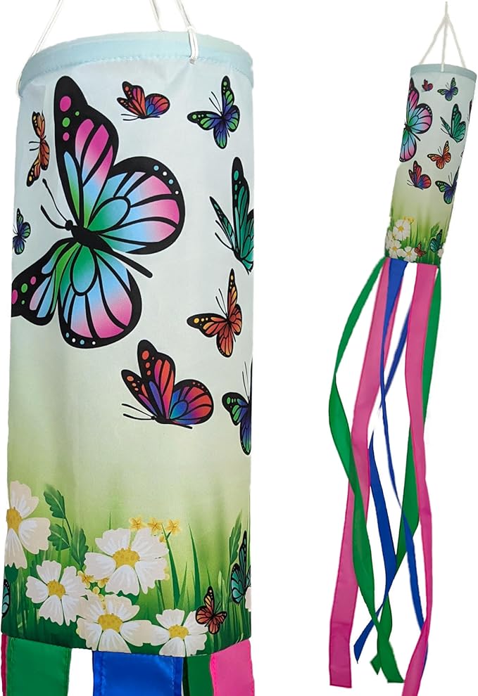 Madrona Brands Butterfly Windsock | Durable Outdoor Hanging Wind Decoration | Yard, Garden, Patio, Deck | 60 Inch