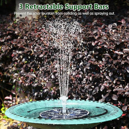 AISITIN 5.5W Solar Fountain Bird Bath with LED Colorful Lights & 3000mAh Battery, Remote Control Solar Pump for Fountain with 8 Nozzles, Solar Water Pump for Garden, Pond and Outdoor