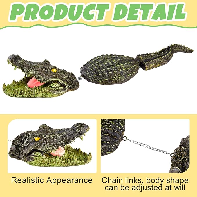 Sotiff 31.5 Inches Floating Alligator Decoy Floating Crocodile Decoy for Pool Fake Alligator Pool Float Statue Garden Animal Figurines Water Pond Decorations for Pond Outdoor Yard, Green