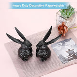 OwnMy 2 Cast Iron Bunny Figurines Outdoor Rabbit Statues for Garden Patio Home Decors, 3.7" Hollow Carved Cute Bunny Statue Vintage Long-Eared Rabbit Ornaments Paperweights for Office Table Decors