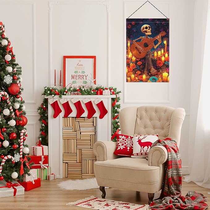 Skull Garden Flag Seasonal Double Sided 12 x 18 Inch Small Yard Flag for Indoor Outdoor Decor Holiday All Seasons