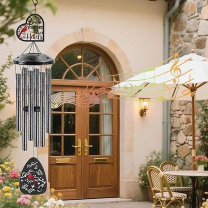 Memorial Wind Chimes for Loss of Loved One, Cardinal Sympathy Windchimes for Outside, Bereavement Gifts Wind Chime for Garden Patio Porch Decor, Sympathy Gift in Memory of a Loved One