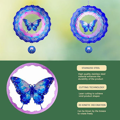 Butterfly Wind Spinners Outdoor,12 Inch Butterfly Gifts for Women Mom Grandma Wife,3D Butterflies Decorations Wind Spinners for Garden Yard Proch