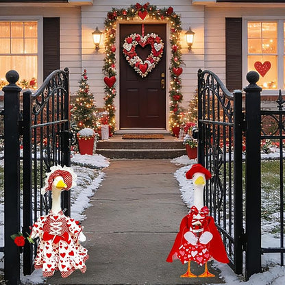 Forever Romance Goose Outfit - Red Tuxedo Holding Flowers for 23" Porch Goose, Perfect for Engagement, Wedding, & Renewing Vows Decoration