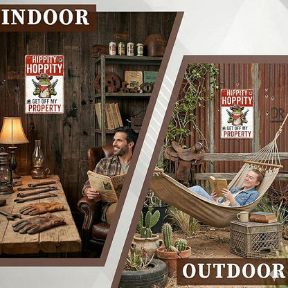Frog Decor Funny Yard Sign Hippity Hoppity Get Off My Property Outdoor No Trespassing Warning Signs for Door Yard 8x12 Inch