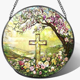 8'' Christian Cross Ornament, Stained Glass Window Hanging, Sun Catcher Window Decor, Christian Faith Home Decor, Gifts for Christmas, Cross Gifts for Religious