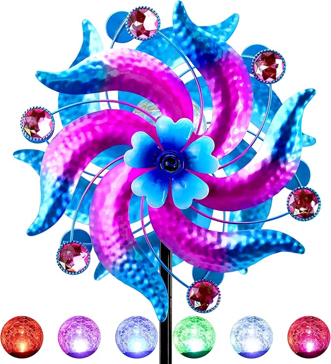 69" Metal Wind Spinners Outdoor with Plant Rack,3 Legs Colorful Windmill for Yard, Kinetic Yard Art, Waterproof Large Wind Sculptures for Garden Backyard Outdoor Decor Lawn Ornaments for Outside