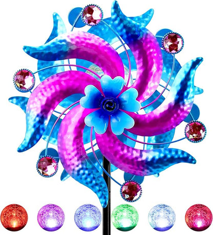 69" Metal Wind Spinners Outdoor with Plant Rack,3 Legs Colorful Windmill for Yard, Kinetic Yard Art, Waterproof Large Wind Sculptures for Garden Backyard Outdoor Decor Lawn Ornaments for Outside