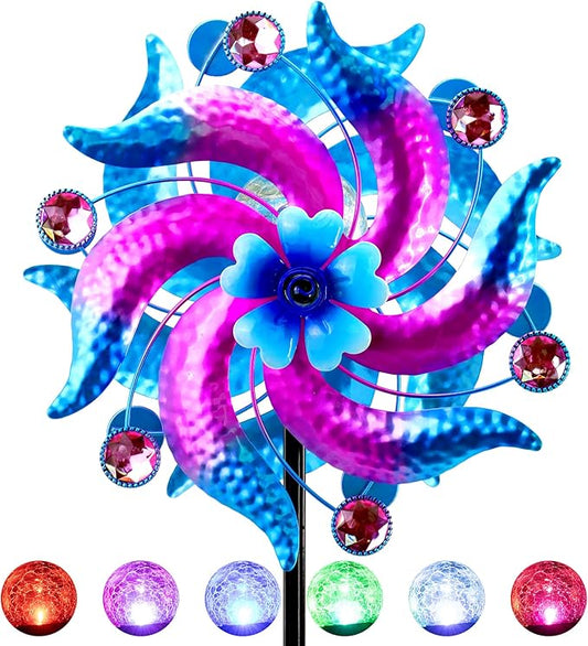 69" Metal Wind Spinners Outdoor with Plant Rack,3 Legs Colorful Windmill for Yard, Kinetic Yard Art, Waterproof Large Wind Sculptures for Garden Backyard Outdoor Decor Lawn Ornaments for Outside