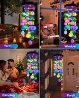 Toodour Solar Wind Chimes for Outside, Hanging Pastel Lights with 2 Modes, Shells Light Gifts for Mom Grandma Wife, LED Outside Decorative Mobile Lights for Garden Yard Patio Decorations(Pastel)