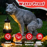 Discreet Wolf Garden Statue - The Loyal Guardian's Surprise Solar Lantern - Unique Dog Resin Figurine for Lawn Patio Yard - Funny Gag Gift for Gardeners - Birthday Gifts for Grandma Mom Women