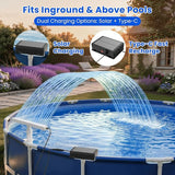 Solar Pool Fountain Waterfall: Pools Fountains for Inground and Above Ground, with 8 Color LED Lights, Newly Refined Streamlined Design, Emote Control Pool Sprayer