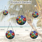 Stained Glass Window Hanging Colorful Flowers Leaves Large 11.8" - Suncatcher Door Garden Sun Catcher Home Decor Birthday Christmas Mother's Day for Mom Men Woman Nana Friend