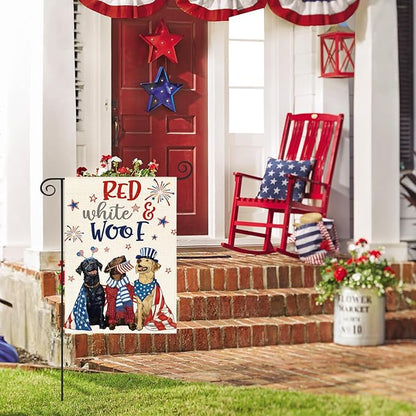 AVOIN colorlife Patriotic 4th of July Dogs Garden Flag 12x18 Inch Double Sided, Memorial Day Independence Day American Stars and Stripes Yard Outdoor Decoration