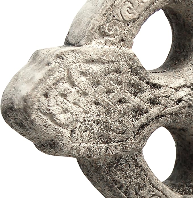BestNest Athens Celtic Cross Garden Statue on Base – Pre-Aged Concrete Outdoor Religious Sculpture with Impressed Celtic Pattern, Gray Faith Garden Decor