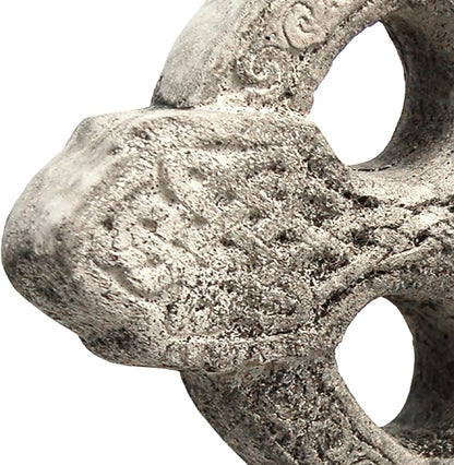 BestNest Athens Celtic Cross Garden Statue on Base – Pre-Aged Concrete Outdoor Religious Sculpture with Impressed Celtic Pattern, Gray Faith Garden Decor