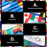 Chumia 5 Pcs International World Flag Decorations Include World Country Flag Outdoor Hanging Bunting Fan Banners Country Flags Fence Banner Sports Events Bar Sports Clubs Decoration