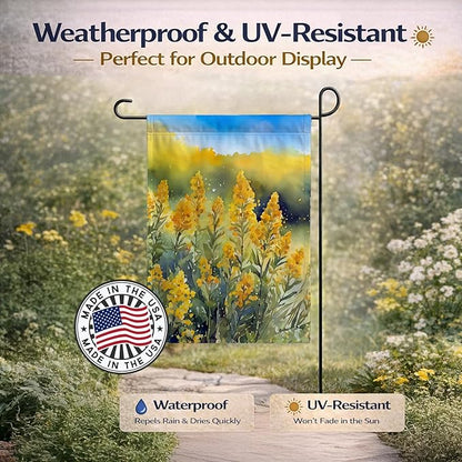Caroline's Treasures Nebraska Goldenrod in Watercolor Garden Flag Mailbox Flag Decorative Yard Flag Banner Outside Patio Artwork Yard Flower Beds, Garden Size, Multicolor