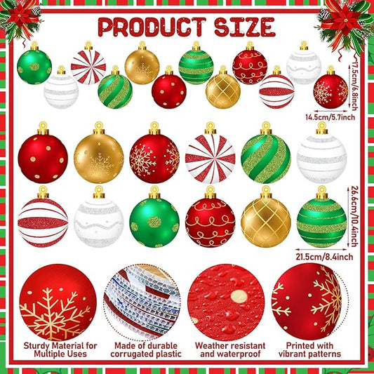 Huwena 24 Pcs Christmas Outdoor Decorations Hanging Ornaments Christmas Yard Signs Double Sided Lawn Decorations for Xmas Party Porch Lawn Decor (Delicate Style)