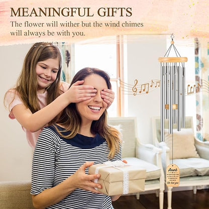 Gifts for Aunt, Aunt Wind Chimes, Auntie Gift Ideas, Birthday Gifts for Aunts from Niece Nephew, Best Mothers Day for Auntie, 25.5 Inch