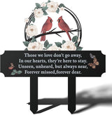 Cemetery Decorations for Grave, Grave Markers for Cemetery for Humans with Cardinal & Memorial Flowers Decor, Metal Memorial Plaques for Outdoors, Gravesite Decorations as Sympathy Gifts