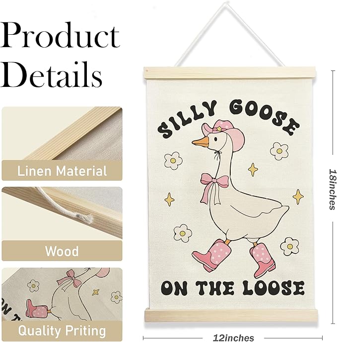 Nursery Wall Hanging Banner, Cute Animal Wall Decor for Baby and Kids Room, 12x17 Inch Fabric Hanging Art. (146)