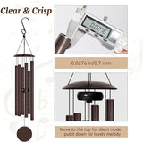 Wind Chimes for Outside with Classic Sound, Coolest Aluminium Metal Windchimes Outdoors with Pine Wood Striker, Unique Gift for Mom, Garden Decoration(32" Brown)