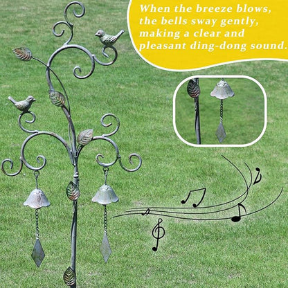 Garden Decor for Outside with Bells,Wind Chime Decorative Outdoor Yard Art, Metal Decorative Garden Stakes for Outside Garden,Flower Beds, Patio.