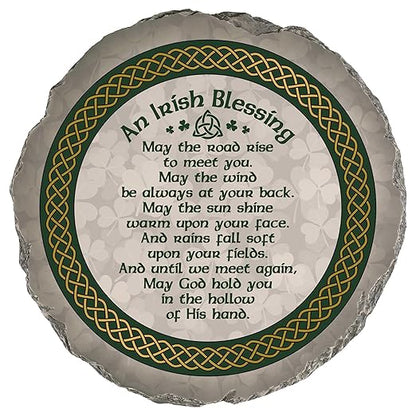 Magnolia Garden 10-Inch an Irish Blessing Decorative Stepping Stone – Weather-Resistant Resin Garden Walkway Tile – Celtic Knot & Shamrock Design Outdoor Accent