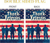 Spring Summer Garden Flag 12x18 Inch Thank Veterans Patriotic American Outdoor Military Silhouette Tribute Design Outdoor Yard Porch Lawn for Seasonal Americana Home Decor