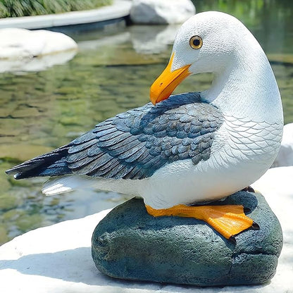 Real Seagull Outdoor Sculpture,Garden Funny Bird Statue,Beach Statue,Resin Animal Seabird Ornaments,Coastal Beach Decor for Outdoor Table Decor for Garden,Terrace,Lawn,Yard
