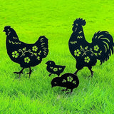 Metal Chicken Garden Decor Outdoor, Chicken Gifts for Women/Men/Chicken Lovers Gifts,Black Chicken Silhouette Statues Garden Decor for Outdoor Decor,Yard Art,Backyard,Patio,Lawn Ornaments (Black)