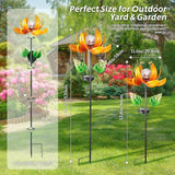 AIINY Outdoor Solar Lights Garden Decor,Wind Spinner Yard Decorations for Outside, Lotus Garden Windmill with LED Cracked Crystal Waterproof Flower Sculpture for Patio Lawn Gardening Gifts