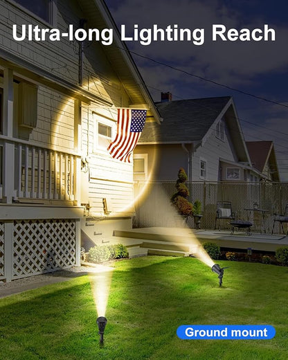Solar Powered Spotlights Outdoor Waterproof Sunset Spot LED Lights Ultra Bright for Tree, Flag, Lawn, Statue, Pool, Garden, House, Wall, Yard, Path Outdoor Landscape Uplighting 6 Pack Warm White